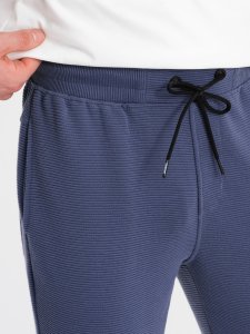 Ombre Spodnie dresowe męskie z tkaniny ottoman - ciemnoniebieskie V2 OM-PASK-0129 L 5