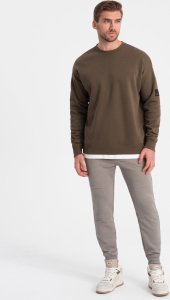 Ombre Spodnie dresowe męskie z tkaniny ottoman - popielate V4 OM-PASK-0129 S 2