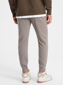 Ombre Spodnie dresowe męskie z tkaniny ottoman - popielate V4 OM-PASK-0129 S 6