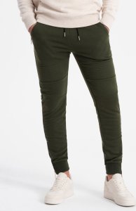 Ombre Spodnie męskie dresowe typu jogger - oliwkowe V1 OM-PASK-22FW-004 L 2