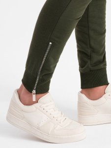 Ombre Spodnie męskie dresowe typu jogger - oliwkowe V1 OM-PASK-22FW-004 L 6
