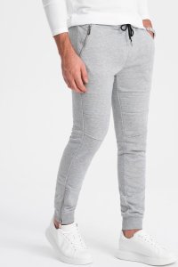 Ombre Spodnie męskie dresowe typu jogger - szary melanż V2 OM-PASK-22FW-004 XXL 1