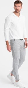 Ombre Spodnie męskie dresowe typu jogger - szary melanż V2 OM-PASK-22FW-004 XL 2