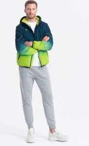 Kurtka męska Ombre Kurtka męska sportowa z odblaskami - turkusowo-limonkowa V1 OM-JANP-0105 XXL 5