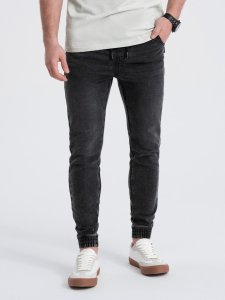 Ombre Spodnie męskie jeansowe JOGGER SLIM FIT - grafitowe V2 OM-PADJ-0134 XXL 1