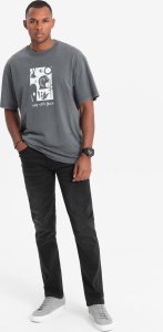 Ombre Spodnie męskie jeansowe STRAIGHT LEG - czarne V1 OM-PADP-0133 M 3