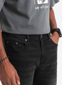 Ombre Spodnie męskie jeansowe STRAIGHT LEG - czarne V1 OM-PADP-0133 M 4