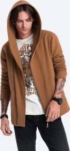 Ombre Asymetryczna bluza męska zapinana z kapturem BERLIN - camel B1371 XL 1