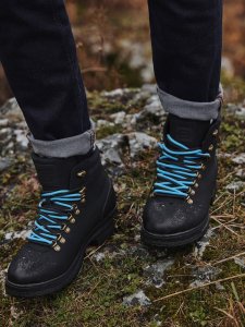 Buty trekkingowe męskie Ombre Zimowe buty męskie trekkingowe z kontrastowymi sznurówkami - czarne V3 OM-FOBO-0132 40 1