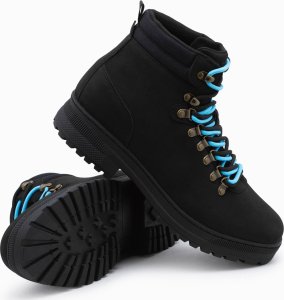 Buty trekkingowe męskie Ombre Zimowe buty męskie trekkingowe z kontrastowymi sznurówkami - czarne V3 OM-FOBO-0132 40 2