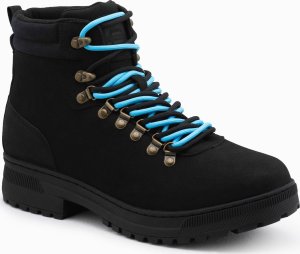 Buty trekkingowe męskie Ombre Zimowe buty męskie trekkingowe z kontrastowymi sznurówkami - czarne V3 OM-FOBO-0132 40 5
