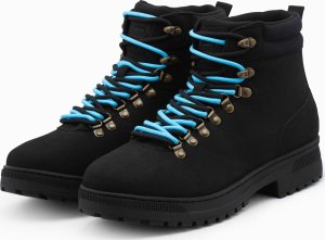 Buty trekkingowe męskie Ombre Zimowe buty męskie trekkingowe z kontrastowymi sznurówkami - czarne V3 OM-FOBO-0132 41 3