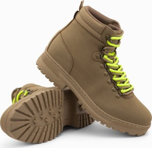 Buty trekkingowe męskie Ombre Zimowe buty męskie trekkingowe z kontrastowymi sznurówkami - brązowe V2 OM-FOBO-0132 46 1