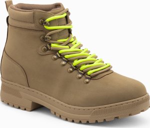 Buty trekkingowe męskie Ombre Zimowe buty męskie trekkingowe z kontrastowymi sznurówkami - brązowe V2 OM-FOBO-0132 42 5