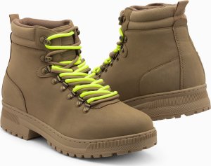 Buty trekkingowe męskie Ombre Zimowe buty męskie trekkingowe z kontrastowymi sznurówkami - brązowe V2 OM-FOBO-0132 45 4