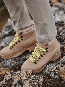 Buty trekkingowe męskie Ombre Zimowe buty męskie trekkingowe z kontrastowymi sznurówkami - piaskowe V1 OM-FOBO-0132 41 1