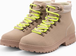 Buty trekkingowe męskie Ombre Zimowe buty męskie trekkingowe z kontrastowymi sznurówkami - piaskowe V1 OM-FOBO-0132 40 2