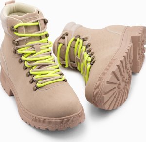 Buty trekkingowe męskie Ombre Zimowe buty męskie trekkingowe z kontrastowymi sznurówkami - piaskowe V1 OM-FOBO-0132 46 4