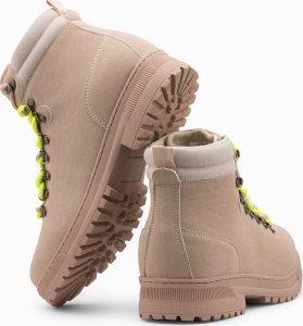 Buty trekkingowe męskie Ombre Zimowe buty męskie trekkingowe z kontrastowymi sznurówkami - piaskowe V1 OM-FOBO-0132 46 6