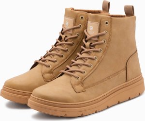 Buty trekkingowe męskie Ombre Jednokolorowe wysokie buty męskie z ozdobnymi przeszyciami  camel V3 OM-FOBO-0133 43 2