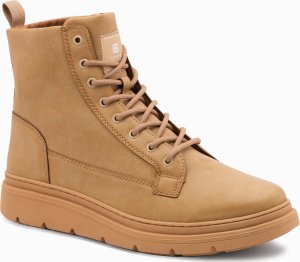 Buty trekkingowe męskie Ombre Jednokolorowe wysokie buty męskie z ozdobnymi przeszyciami  camel V3 OM-FOBO-0133 43 4