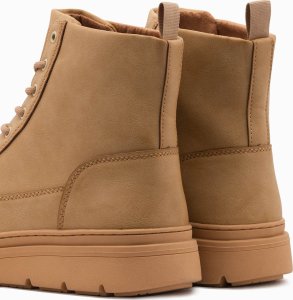 Buty trekkingowe męskie Ombre Jednokolorowe wysokie buty męskie z ozdobnymi przeszyciami  camel V3 OM-FOBO-0133 43 5