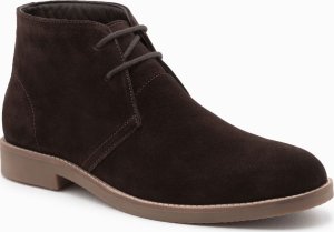 Buty trekkingowe męskie Ombre Buty męskie skórzane wiązane za kostkę - ciemnobrązowe V1 OM-FOCS-0136 45 3