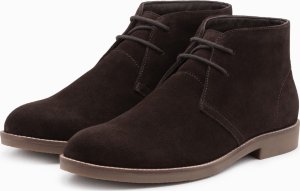 Buty trekkingowe męskie Ombre Buty męskie skórzane wiązane za kostkę - ciemnobrązowe V1 OM-FOCS-0136 45 4