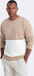 Ombre Bluza męska OVERSIZE z kontrastowym łączeniem kolorów - beżowa V2 OM-SSNZ-0130 XXL 3