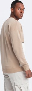 Ombre Bluza męska OVERSIZE z kontrastowym łączeniem kolorów - beżowa V2 OM-SSNZ-0130 XXL 6