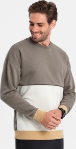 Ombre Bluza męska OVERSIZE z kontrastowym łączeniem kolorów -  khaki V7 OM-SSNZ-0130 M 3