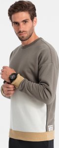 Ombre Bluza męska OVERSIZE z kontrastowym łączeniem kolorów -  khaki V7 OM-SSNZ-0130 M 4