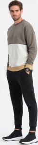 Ombre Bluza męska OVERSIZE z kontrastowym łączeniem kolorów -  khaki V7 OM-SSNZ-0130 M 5