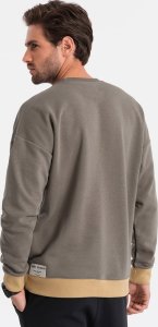 Ombre Bluza męska OVERSIZE z kontrastowym łączeniem kolorów -  khaki V7 OM-SSNZ-0130 M 7