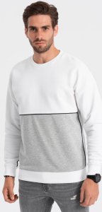 Ombre Bluza męska OVERSIZE z kontrastowym łączeniem kolorów - biało-szara V1 OM-SSNZ-0130 S 3