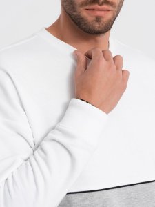 Ombre Bluza męska OVERSIZE z kontrastowym łączeniem kolorów - biało-szara V1 OM-SSNZ-0130 S 5