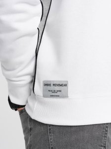 Ombre Bluza męska OVERSIZE z kontrastowym łączeniem kolorów - biało-szara V1 OM-SSNZ-0130 S 6