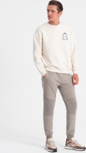 Ombre Męskie spodnie dresowe ze wstawkami z tkaniny ottoman - popielate V4 OM-PASK-0127 XL 3