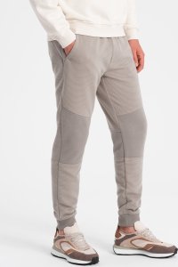 Ombre Męskie spodnie dresowe ze wstawkami z tkaniny ottoman - popielate V4 OM-PASK-0127 L 5