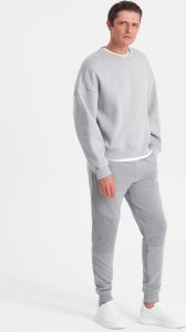 Ombre Męskie spodnie dresowe ze wstawkami z tkaniny ottoman - szare V5 OM-PASK-0127 XL 2