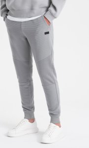 Ombre Męskie spodnie dresowe ze wstawkami z tkaniny ottoman - szare V5 OM-PASK-0127 XL 5
