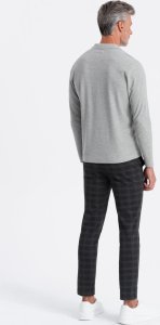 Ombre Longsleeve męski z kołnierzykiem polo - szary melanż V4 OM-POBL-0114 XL 5