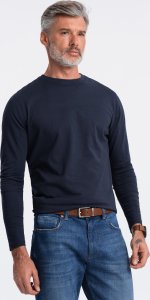 Ombre Longsleeve męski BASIC z okrągłym dekoltem - granatowy V2 OM-LSBL-0106 M 1