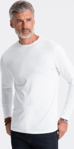 Ombre Longsleeve męski BASIC z okrągłym dekoltem - biały V4 OM-LSBL-0106 S 1