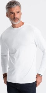 Ombre Longsleeve męski BASIC z okrągłym dekoltem - biały V4 OM-LSBL-0106 L 1