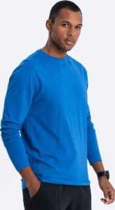 Ombre Męski longsleeve  BASIC z okrągłym dekoltem - niebieski V9 OM-LSBL-0106 L 1