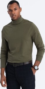 Ombre Longsleeve męski z golfem - ciemnooliwkowy V4 OM-LSCL-0112 L 3