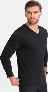 Ombre Męski longsleeve bez nadruku z dekoltem w serek - czarny V6 OM-LSBL-0108 XXL 1