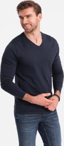 Ombre Męski longsleeve bez nadruku z dekoltem w serek - granatowy V5 OM-LSBL-0108 M 1