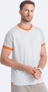 Ombre T-shirt męski bawełniany z reglanem - szaro-biały V2 S1623 XL 1